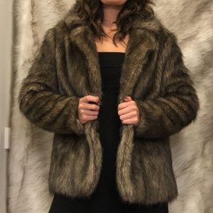 Frenchie Brown Classic Faux Fur Coat
